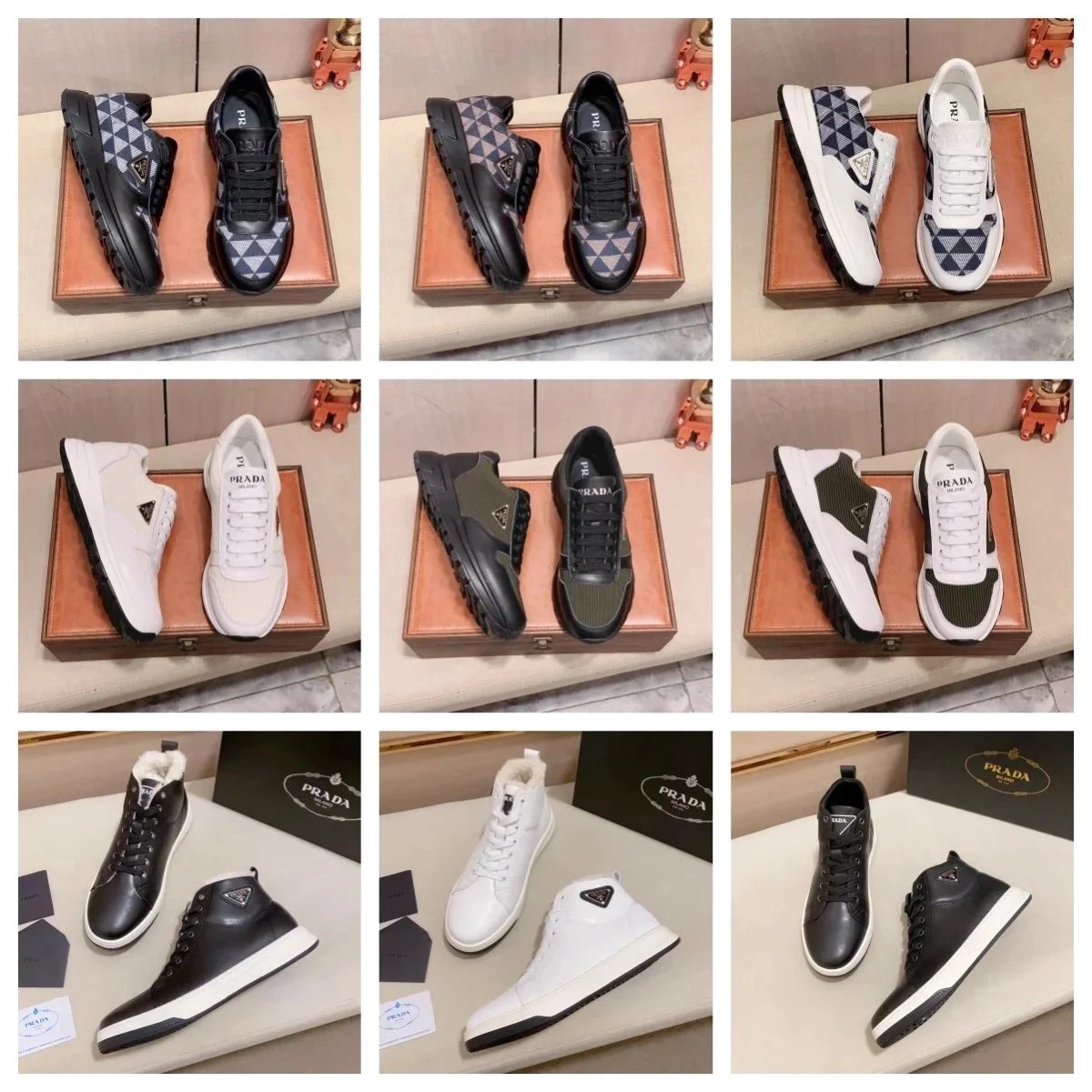 Prada Men's Sneakers Fashion Leather Sport Shoes