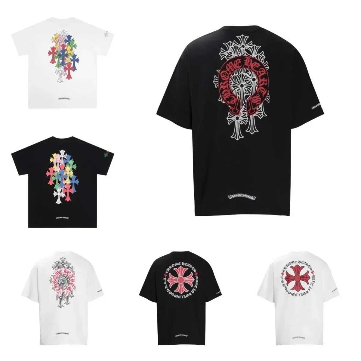 Chrome Hearts T-Shirts with Cross and Logo Design