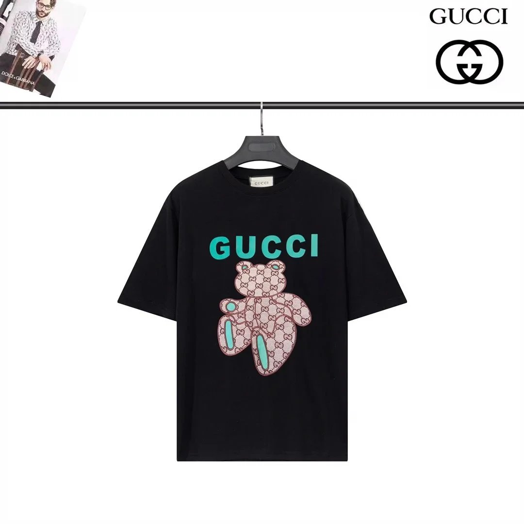 Gucci Bear Logo Print Black T-Shirt