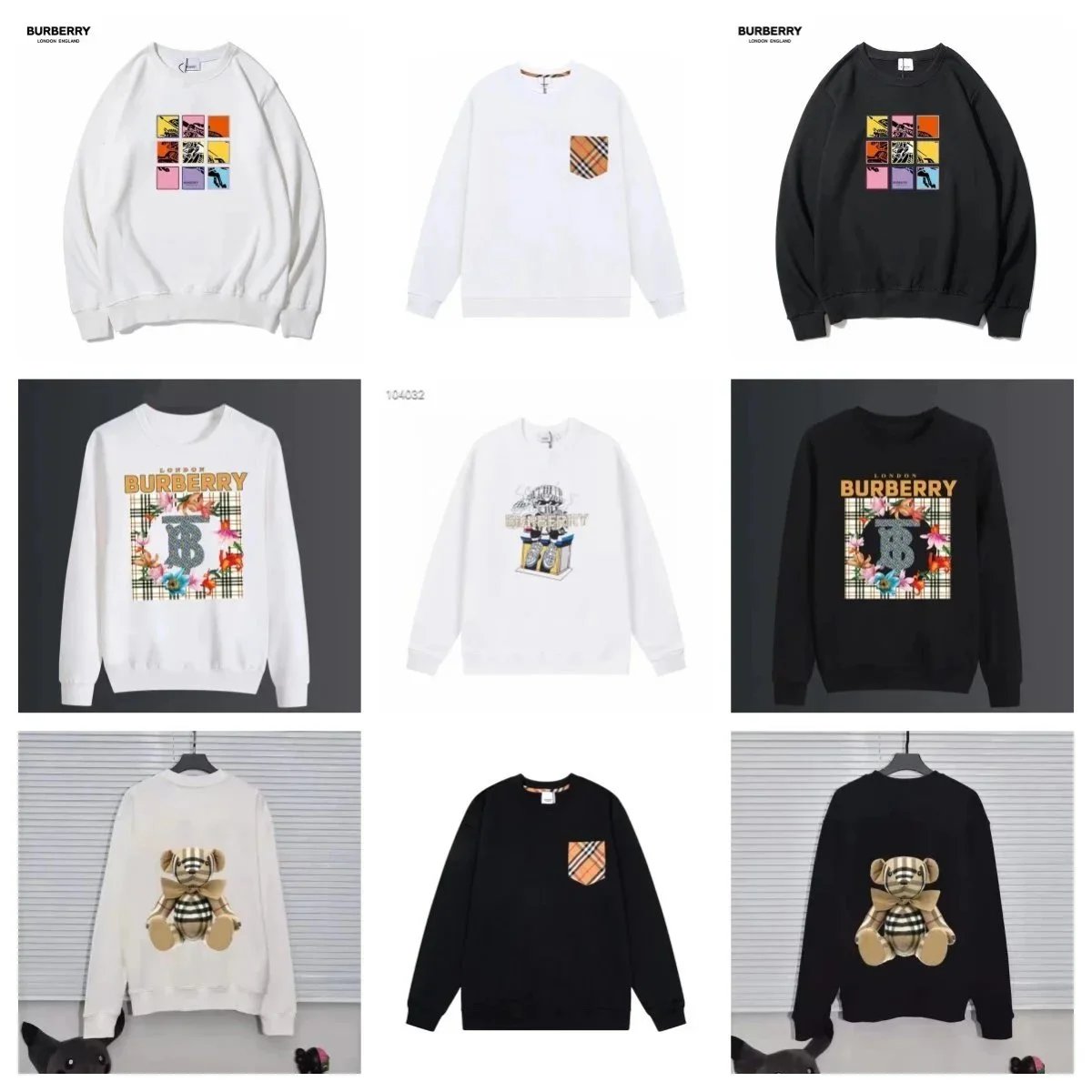 Burberry Sweatshirts with Iconic Logo and Bear Design