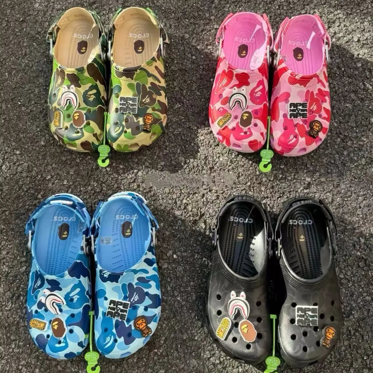 A Bathing Ape x Crocs Collaboration Clogs - Camo & Pink Styles