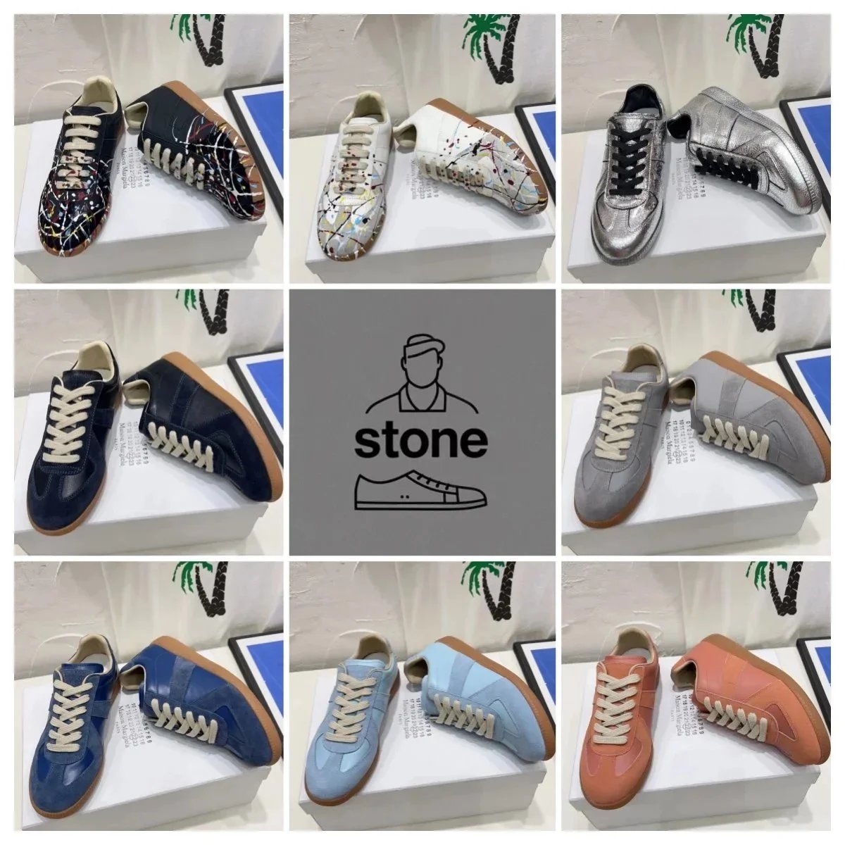 Stone Leather Sneakers for Men and Women - Fashionable Casual Shoes