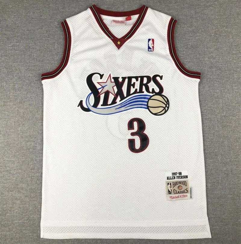 Philadelphia 76ers Allen Iverson #3 White Jersey 1997-98 Hardwood Classics