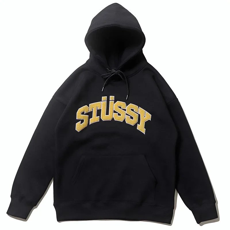 Stussy Gold Arch Logo Hoodie Black