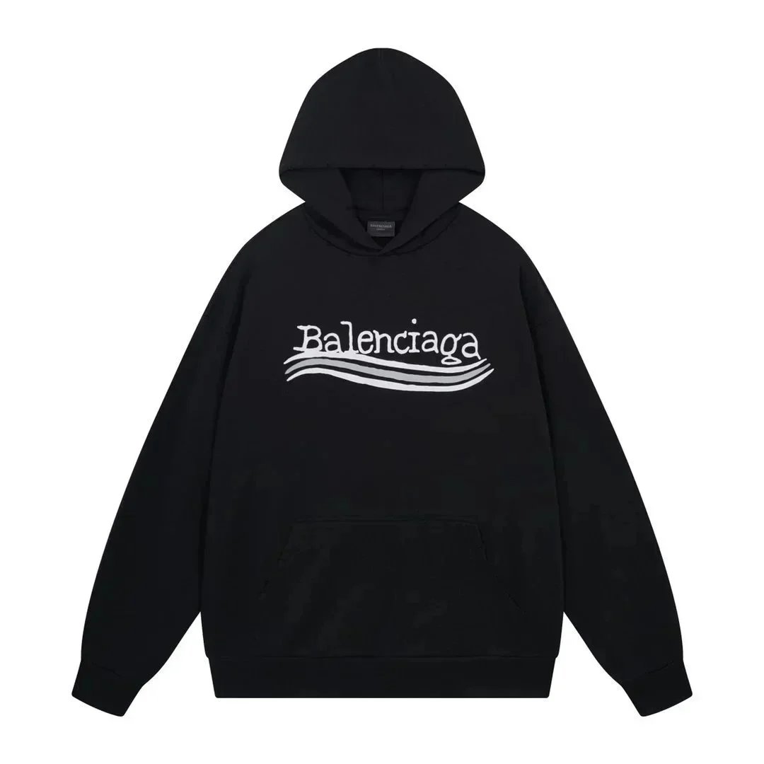 Balenciaga Black Logo Hoodie Oversized Sweatshirt