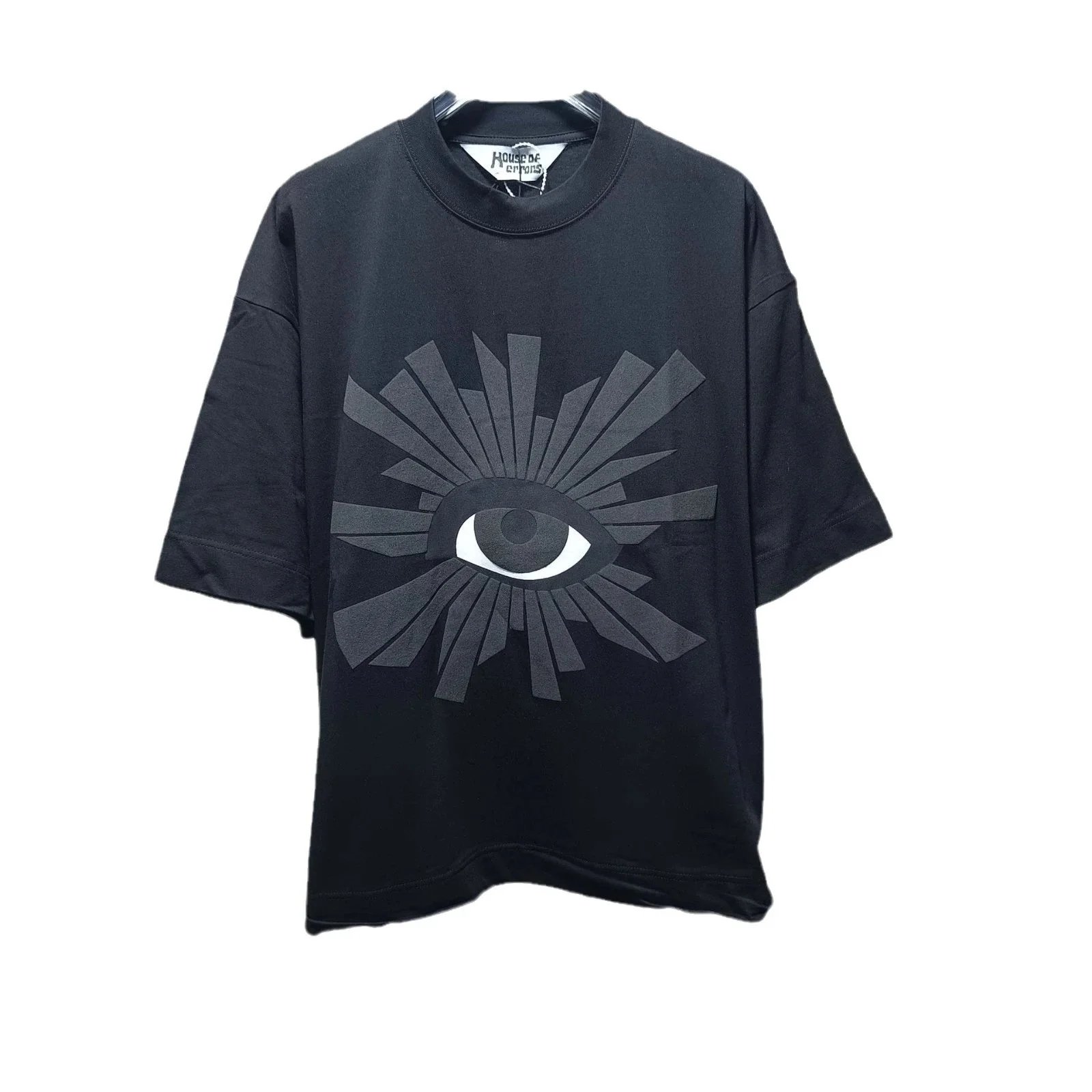 Black Oversized T-Shirt with Eye Graphic Design