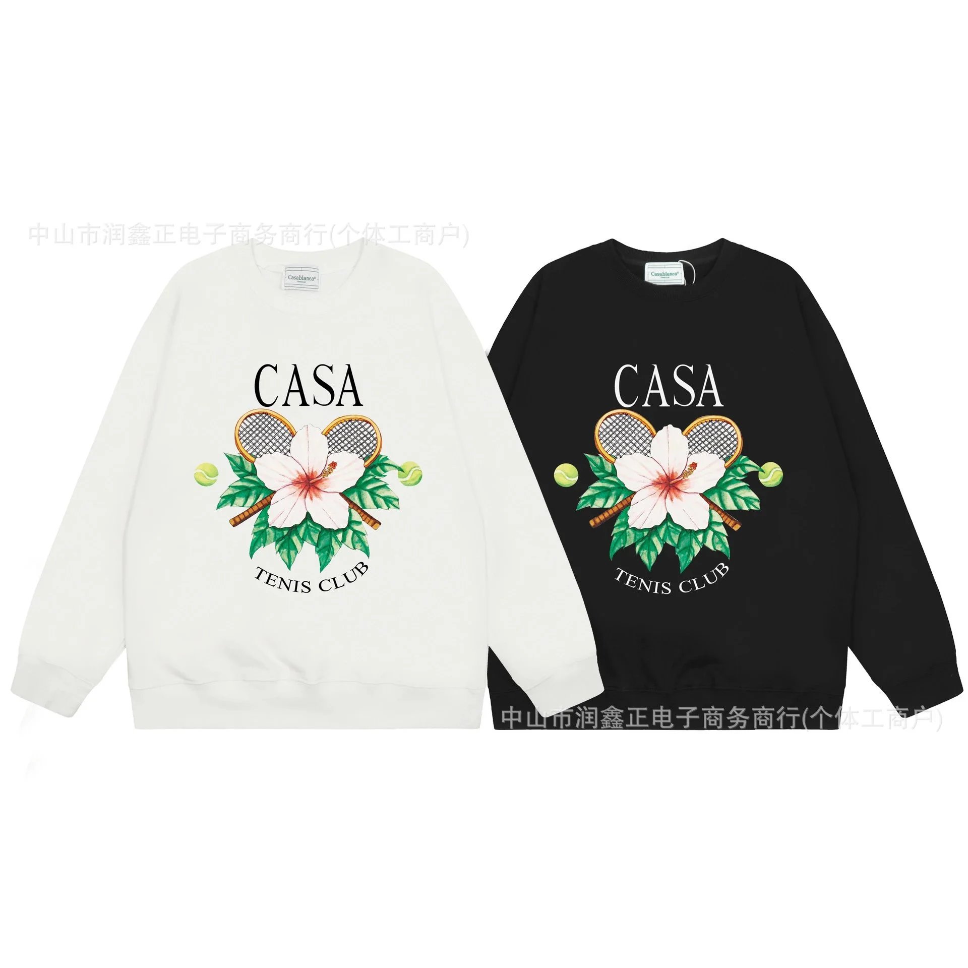 Casa Tenis Club Sweatshirt Unisex Floral Tennis Design