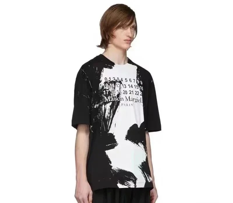 Maison Margiela Black and White Abstract Print T-Shirt