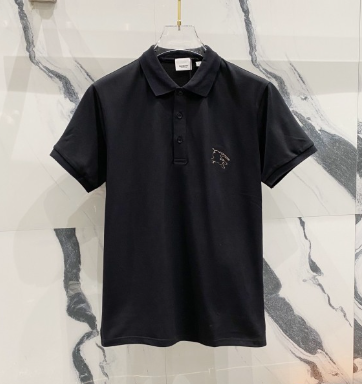 Black Polo Shirt with Embroidered Logo for Men