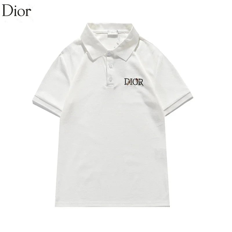 Dior White Embroidered Logo Polo Shirt for Men