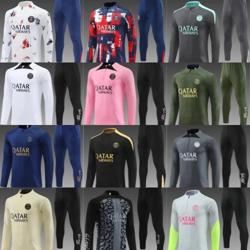 PSG Qatar Airways Cycling Jersey Set Men's Sport Suit Long Sleeve Bike Wear