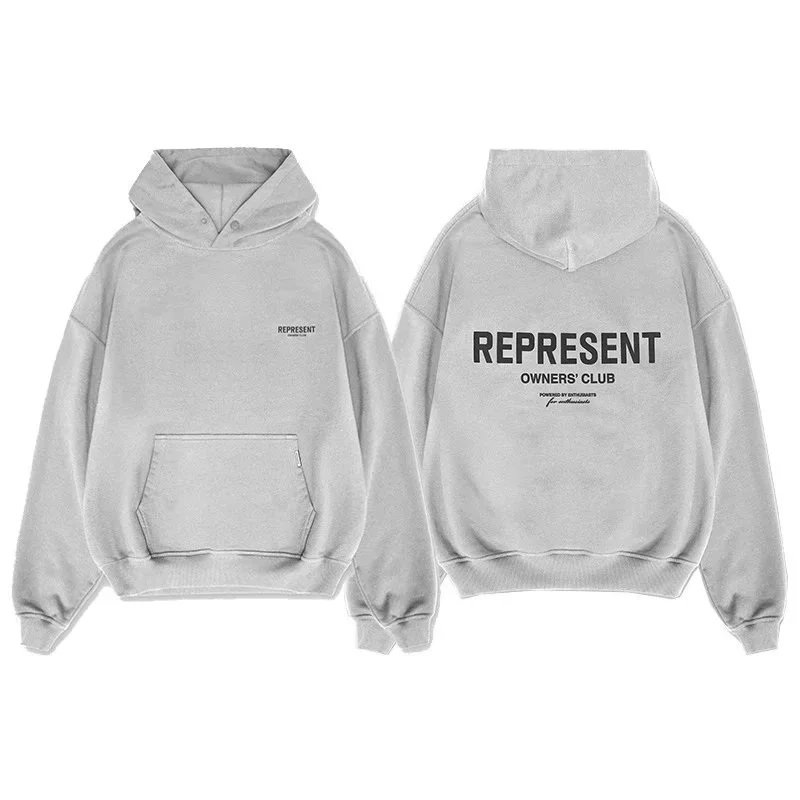 Represent Owners' Club Hoodie Gray Oversized Sweatshirt