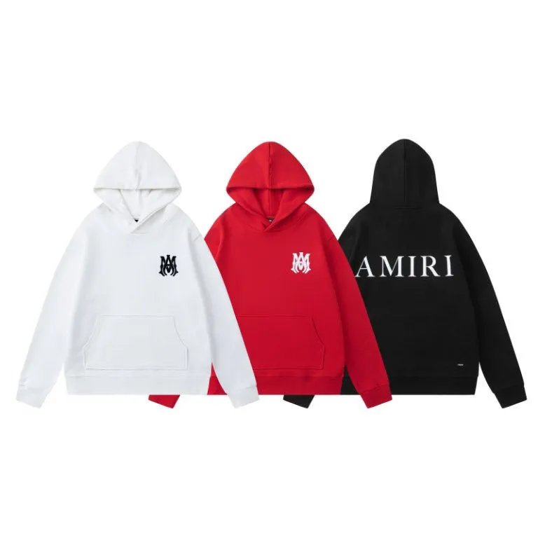 AMIRI Logo Hoodie in White Red Black