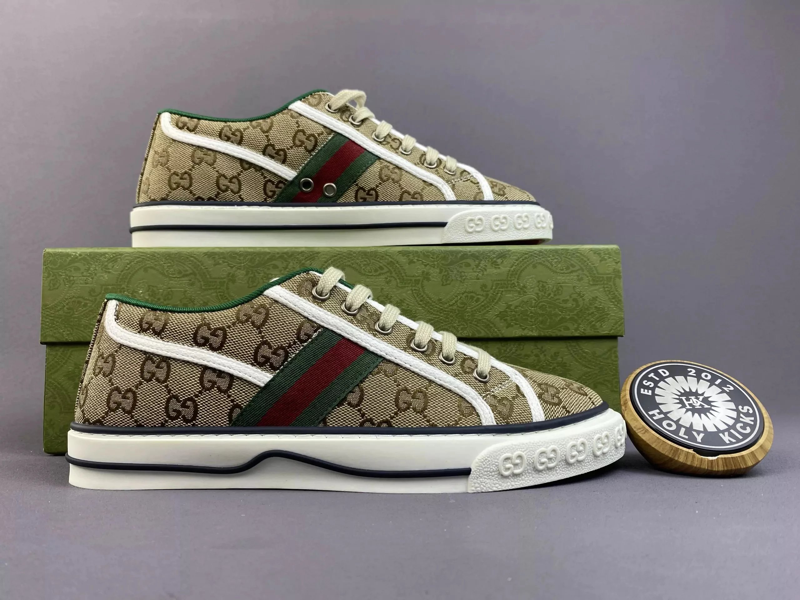 Gucci GG Supreme Canvas Sneakers with Web Stripe