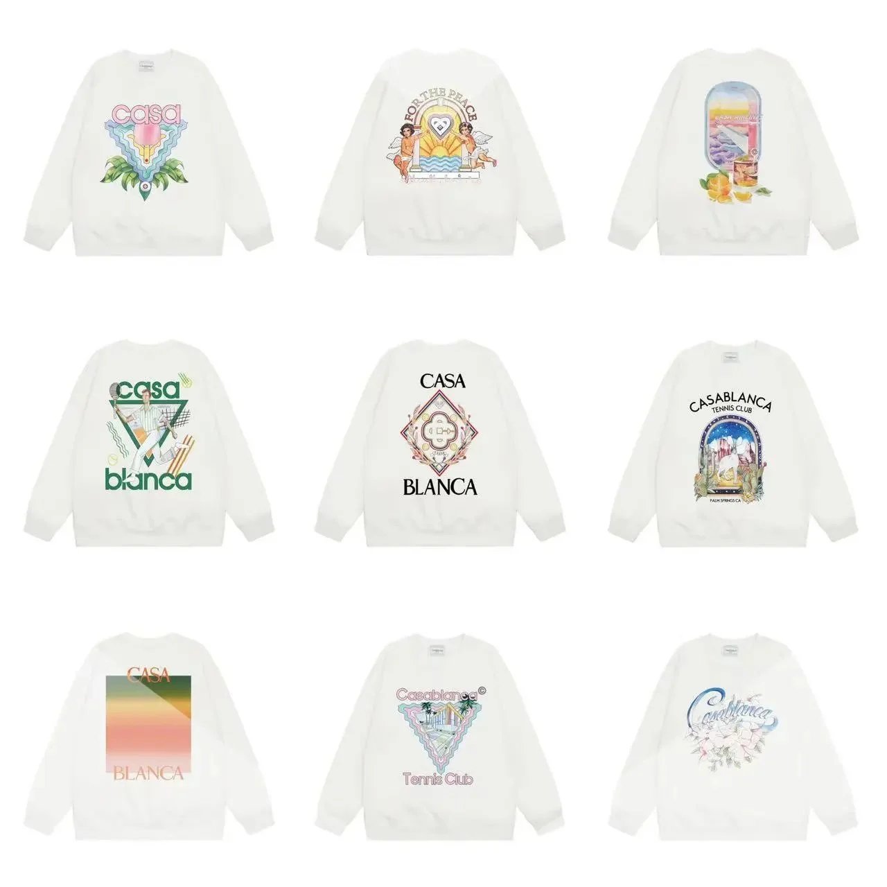 Casa Blanca White Sweatshirts with Artistic Prints